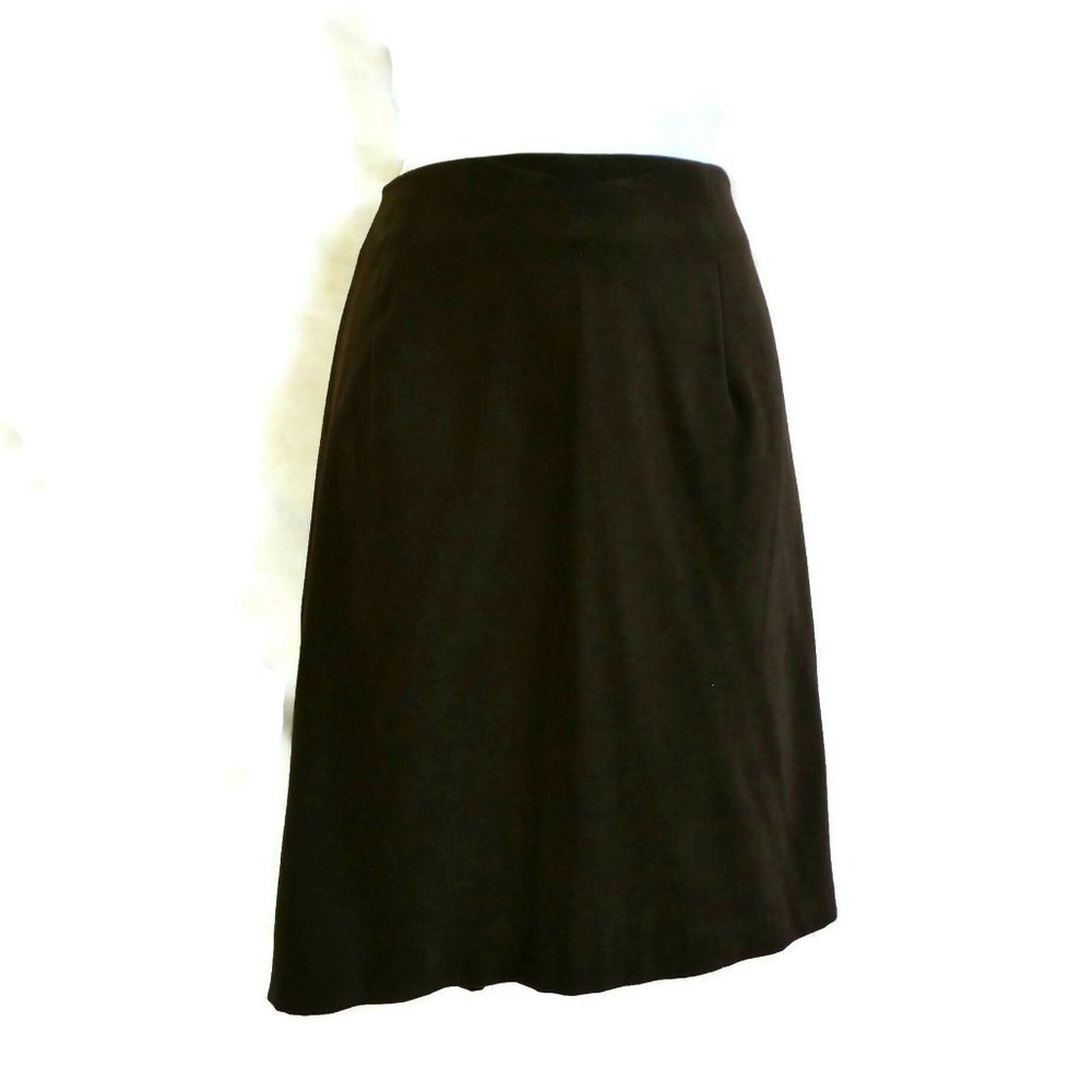 Western Brown Suit Skirt Set Dressbarn Suede Princess Big Stitch Stretch M - Picture 10 of 13